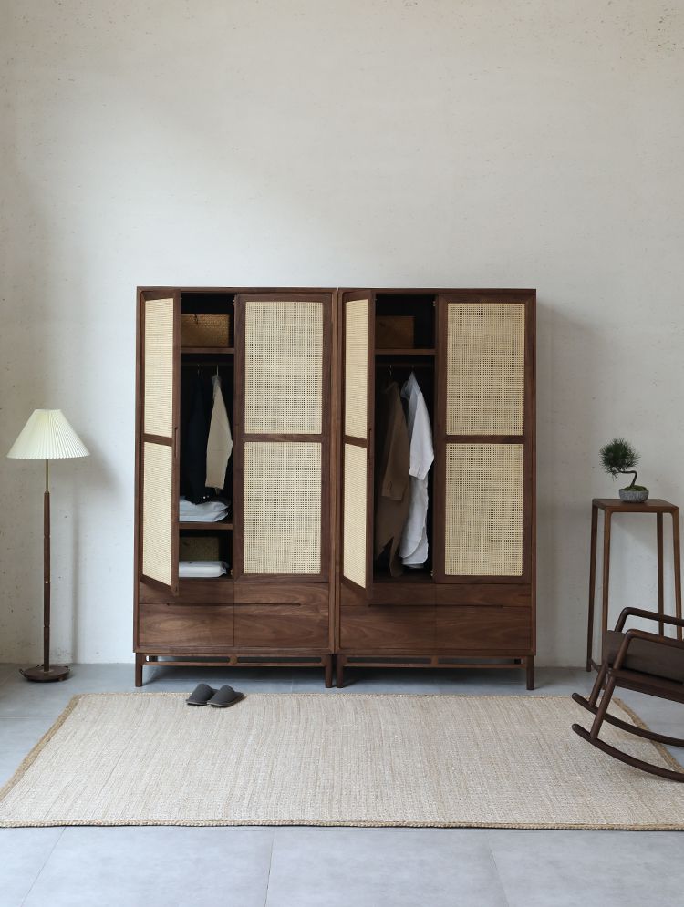 Chinese style wardrobe Straw mat decoration(图1)