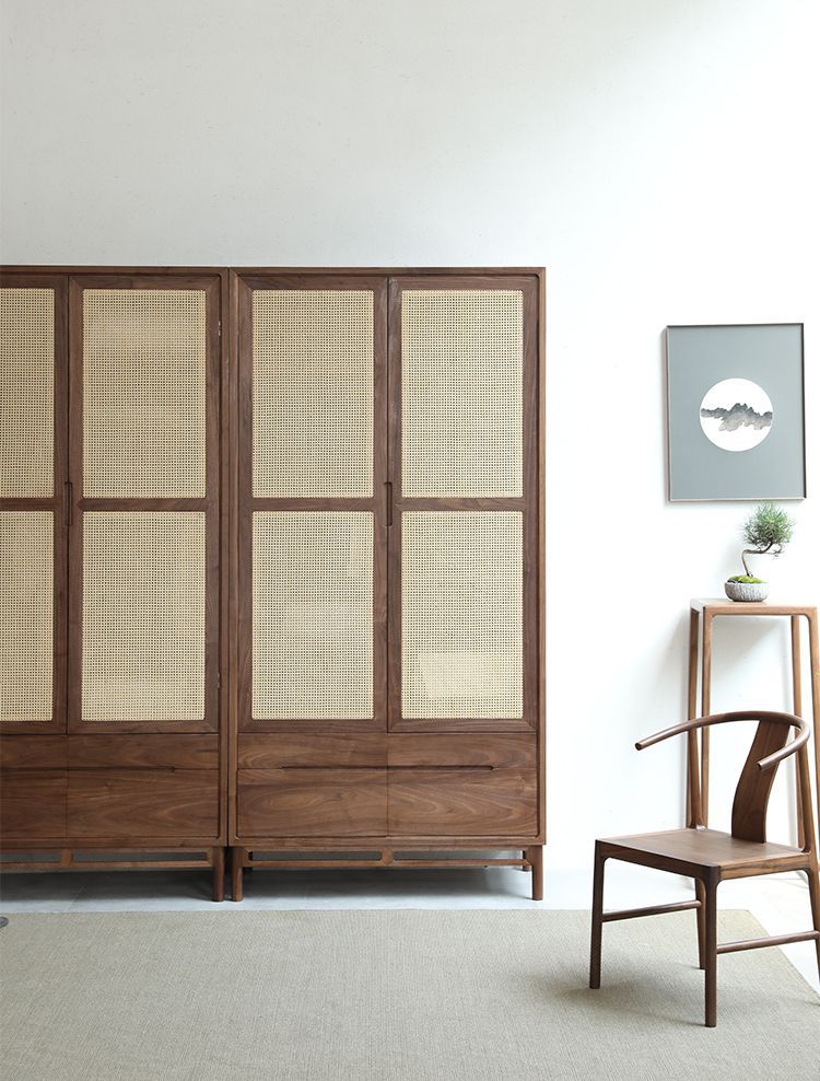 Chinese style wardrobe Straw mat decoration(图2)