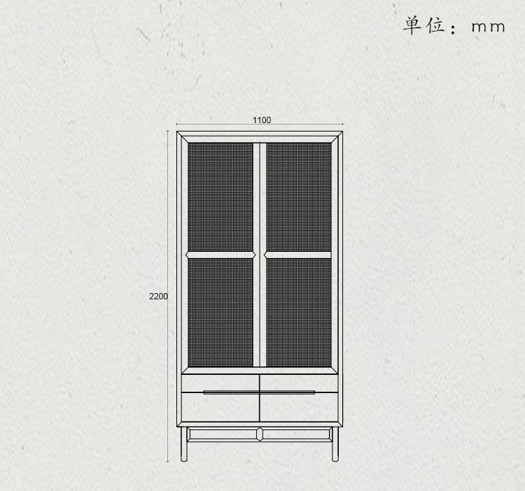 Chinese style wardrobe Straw mat decoration(图9)