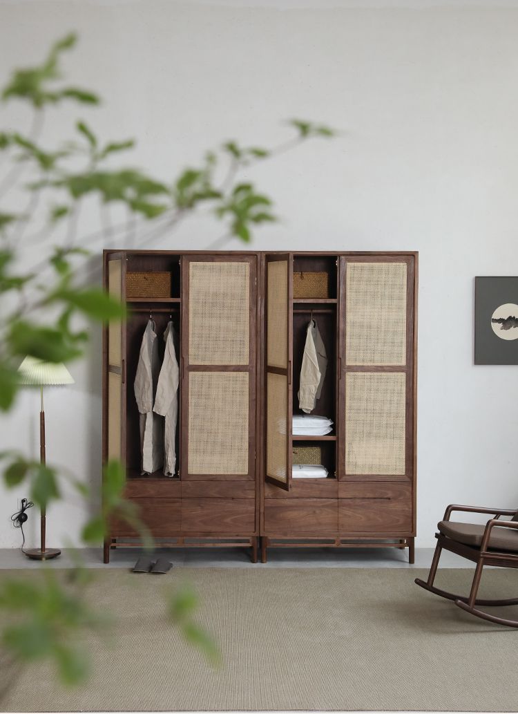 Chinese style wardrobe Straw mat decoration(图5)