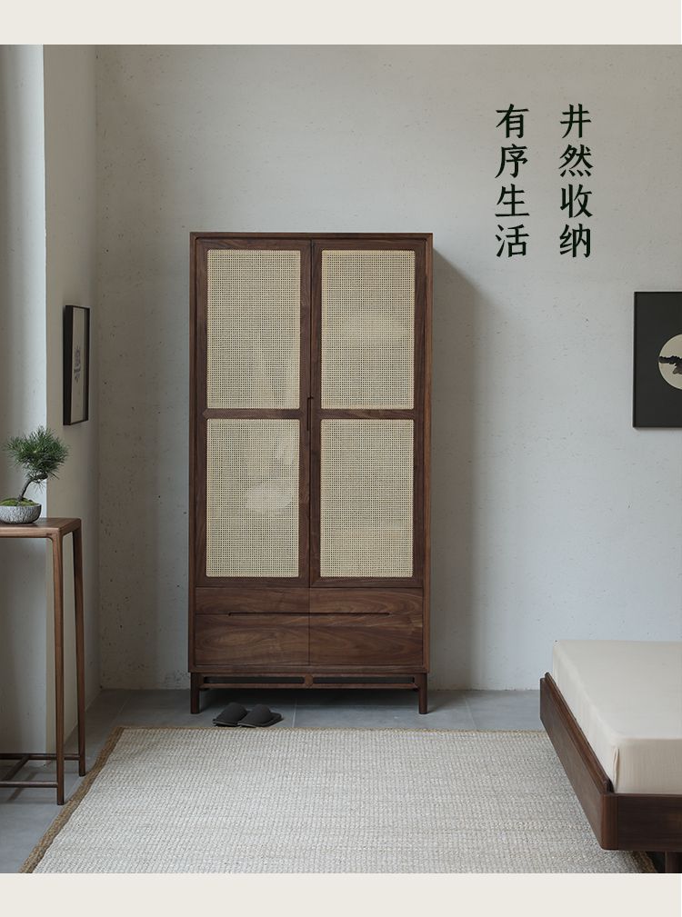 Chinese style wardrobe Straw mat decoration(图7)