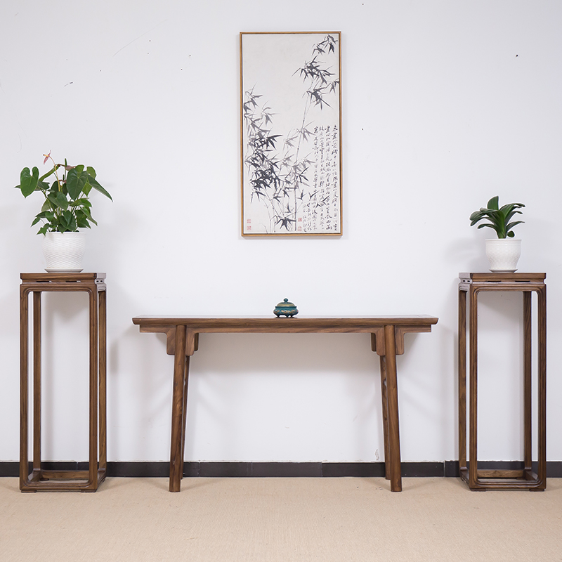 新中式条案玄关桌黑胡桃靠墙供桌