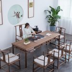 办公室茶桌椅组合中式老榆木茶台